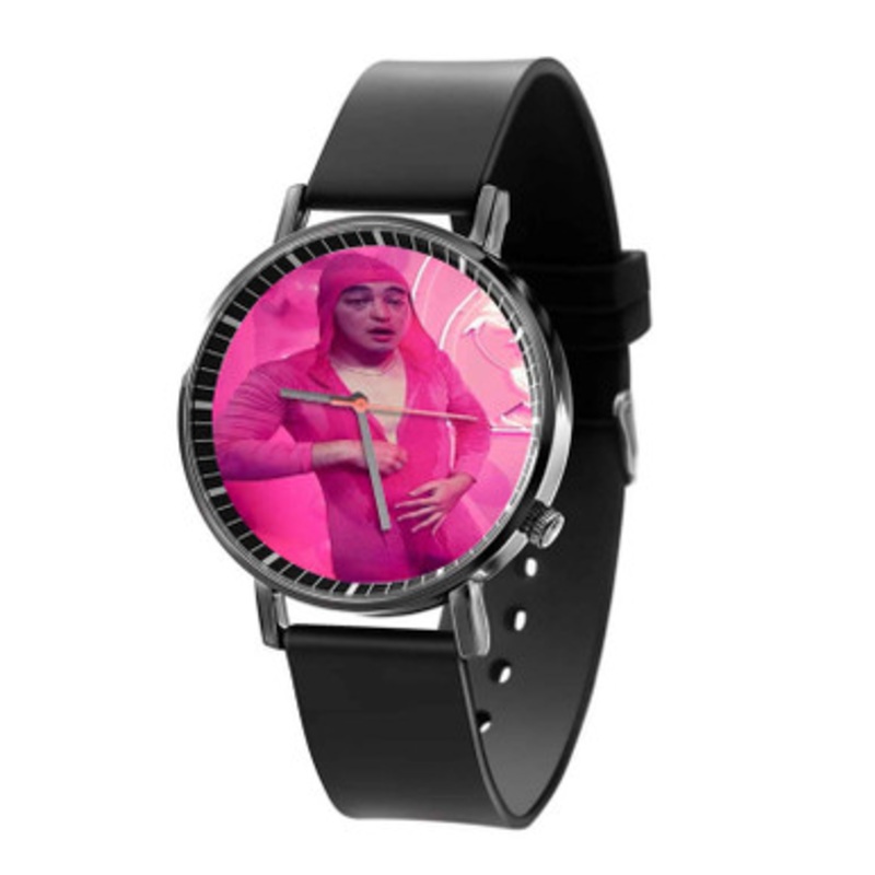 Pink Guy Black Quartz Watch With Premium Gift Box for Unisex