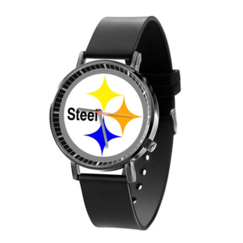 Pittsburgh Steelers NFL Art Black Quartz Watch Unisex With Premium Gift Box