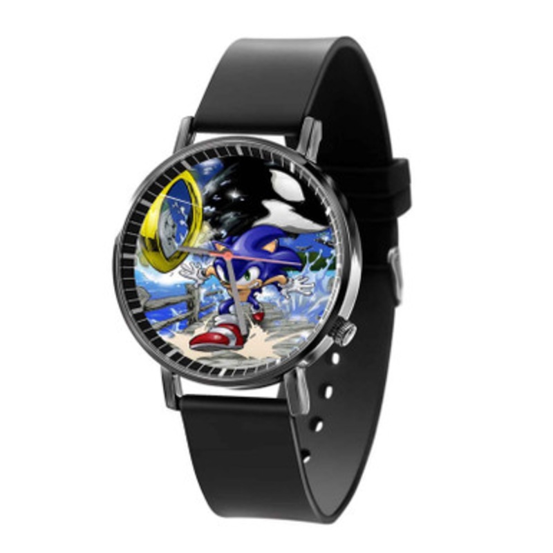 Sonic The Hedgehog Print Black Quartz Watch Unisex With Premium Gift Box