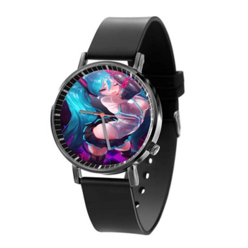Vocaloid Beautiful Hatsune Miku Art Black Quartz Watch Unisex With Premium Gift Box