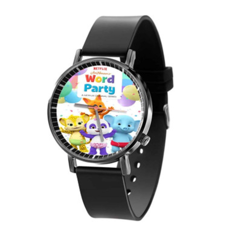 Word Party Black Quartz Watch Unisex With Premium Gift Box