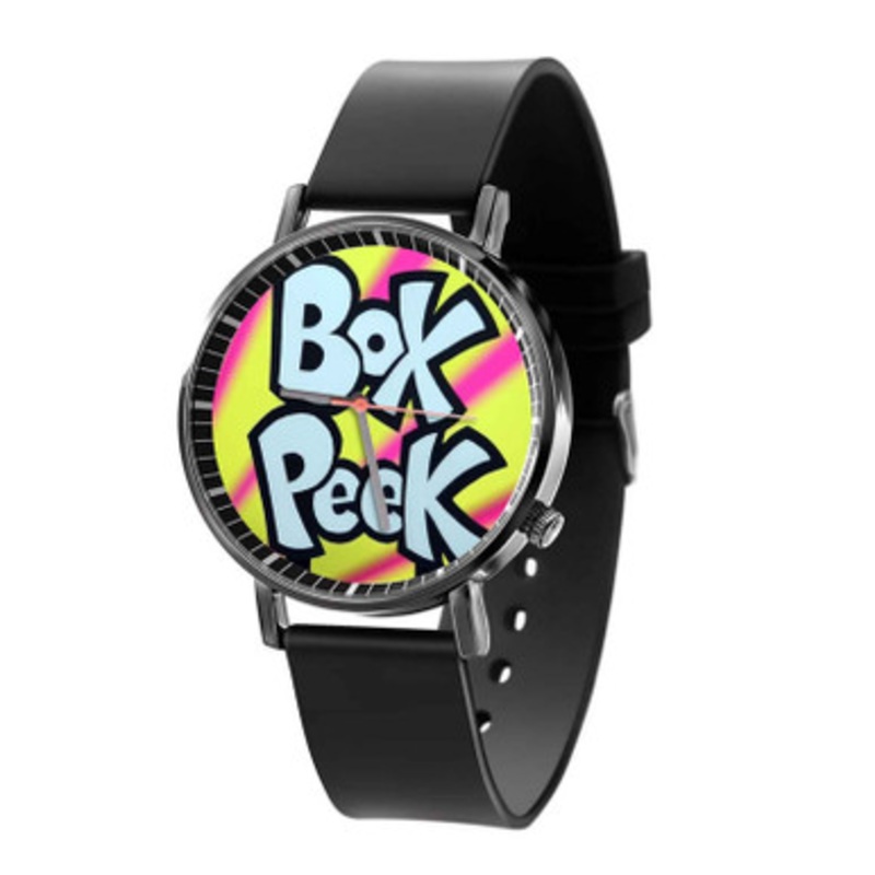 Box Peek Black Quartz Watch With Premium Gift Box for Unisex