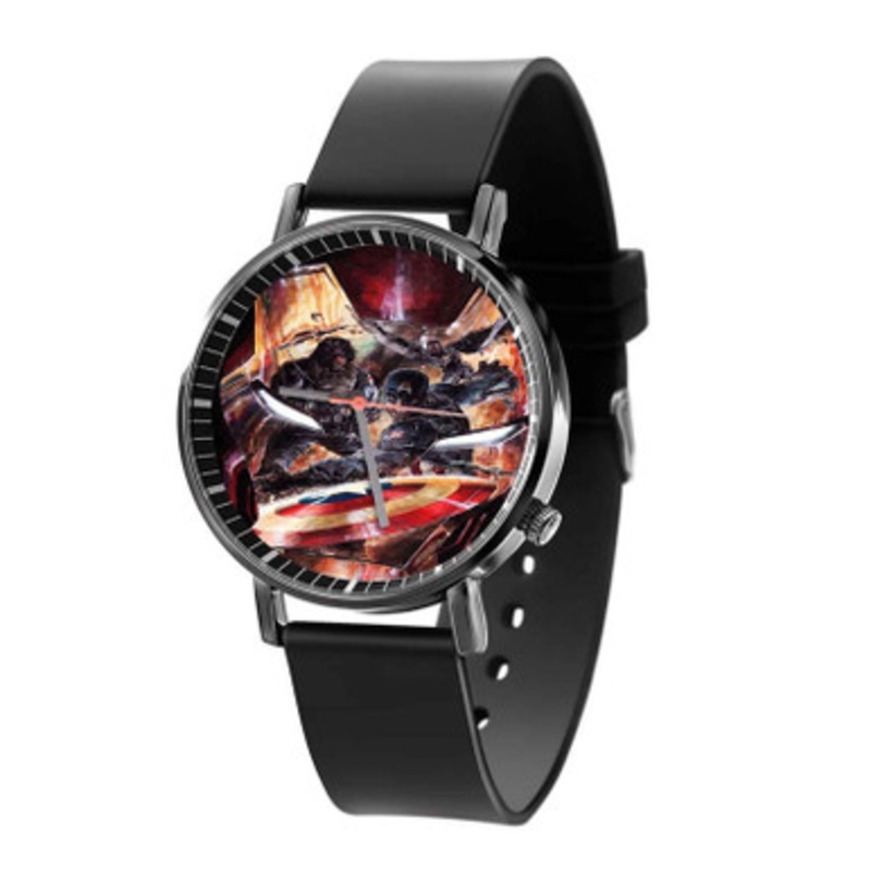 Captain America Civil War Marvel Art Black Quartz Watch Unisex With Premium Gift Box