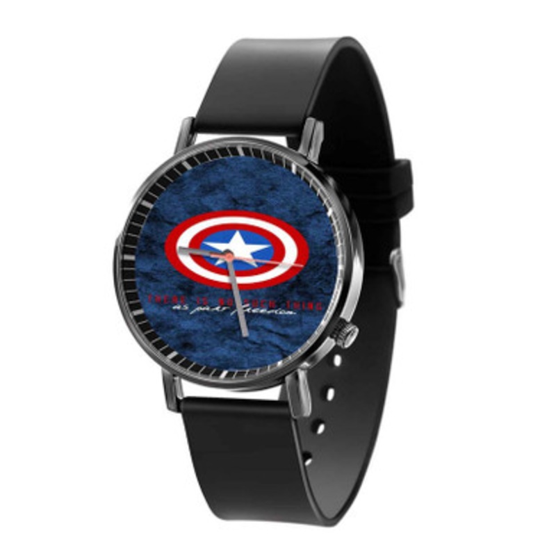 Captain America The Avengers Shield Black Quartz Watch Unisex With Premium Gift Box