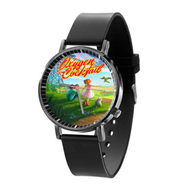 Oxygen Cocktail Black Quartz Watch Unisex With Premium Gift Box