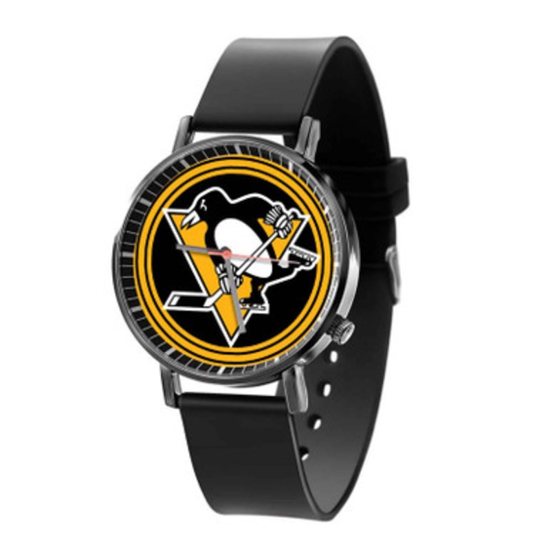 Pittsburgh Penguins NHL Black Quartz Watch Unisex With Premium Gift Box