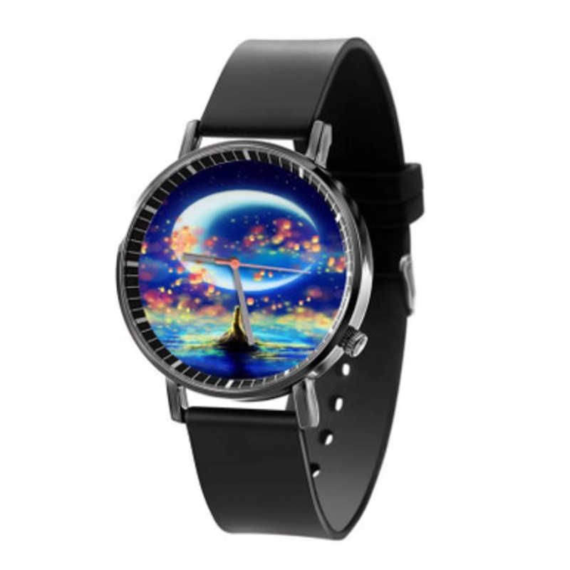 Princess Rapunzel Tangled Moon Unisex Black Quartz Watch With Premium Gift Box