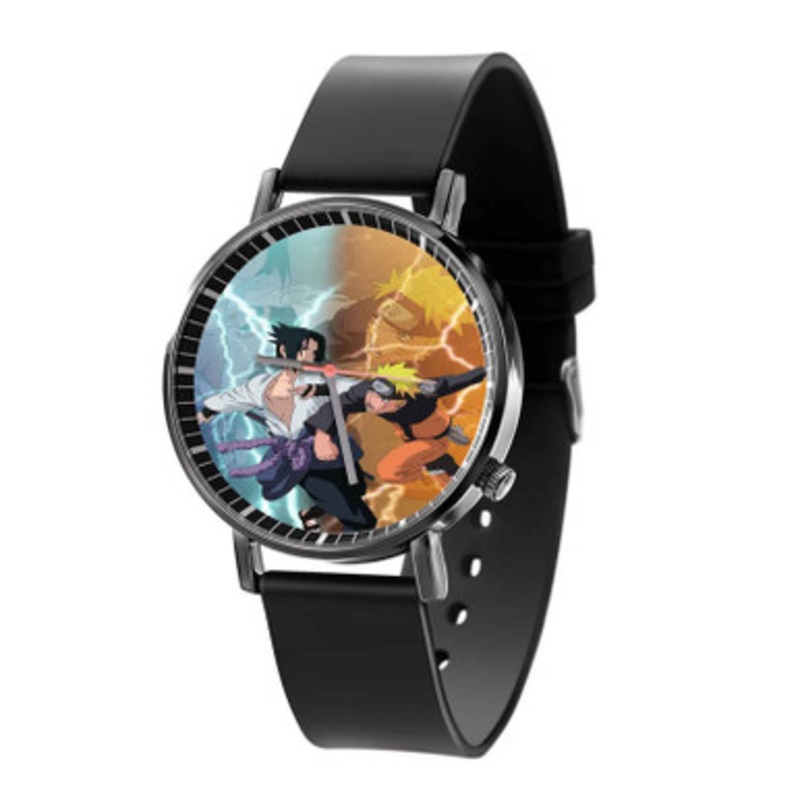 Uchiha Sasuke vs Naruto Shippuden Black Quartz Watch Unisex With Premium Gift Box
