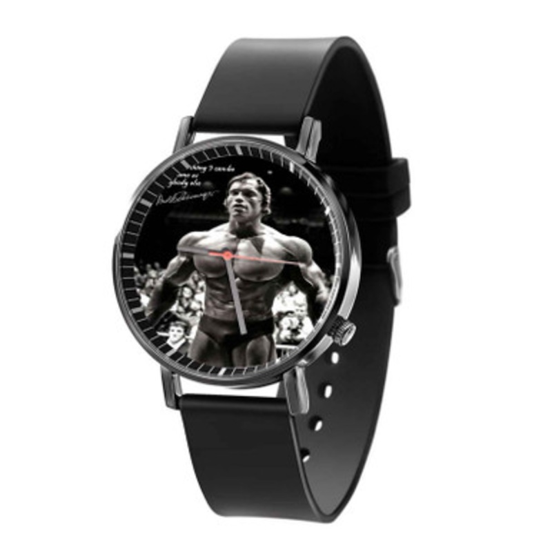 Arnold Schwarzenegger Motivational Quotes Sport Black Quartz Watch Unisex With Premium Gift Box