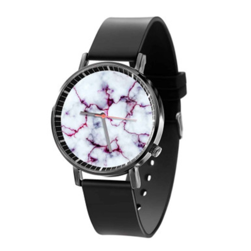 blood marble Black Quartz Watch Unisex With Premium Gift Box