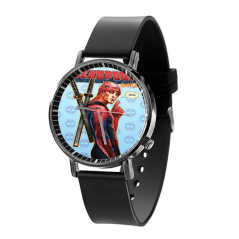 Deadpool Spiderman Movie Black Quartz Watch Unisex With Premium Gift Box