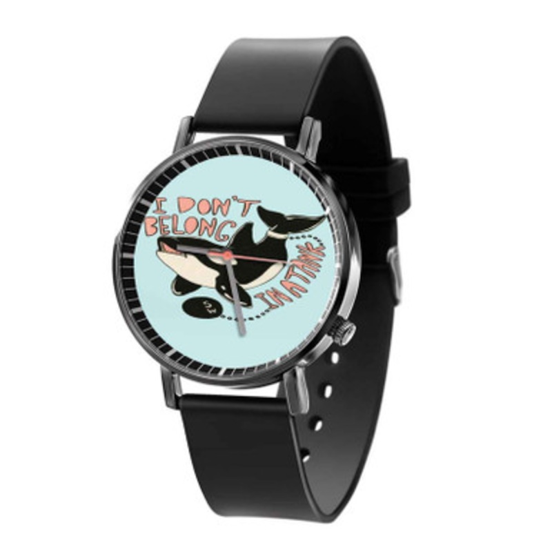 I Don t Belong In a Tank Dolphin Black Quartz Watch Unisex With Premium Gift Box