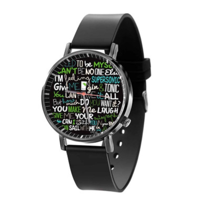 Oasis Supersonic Lyrics Black Quartz Watch Unisex With Premium Gift Box