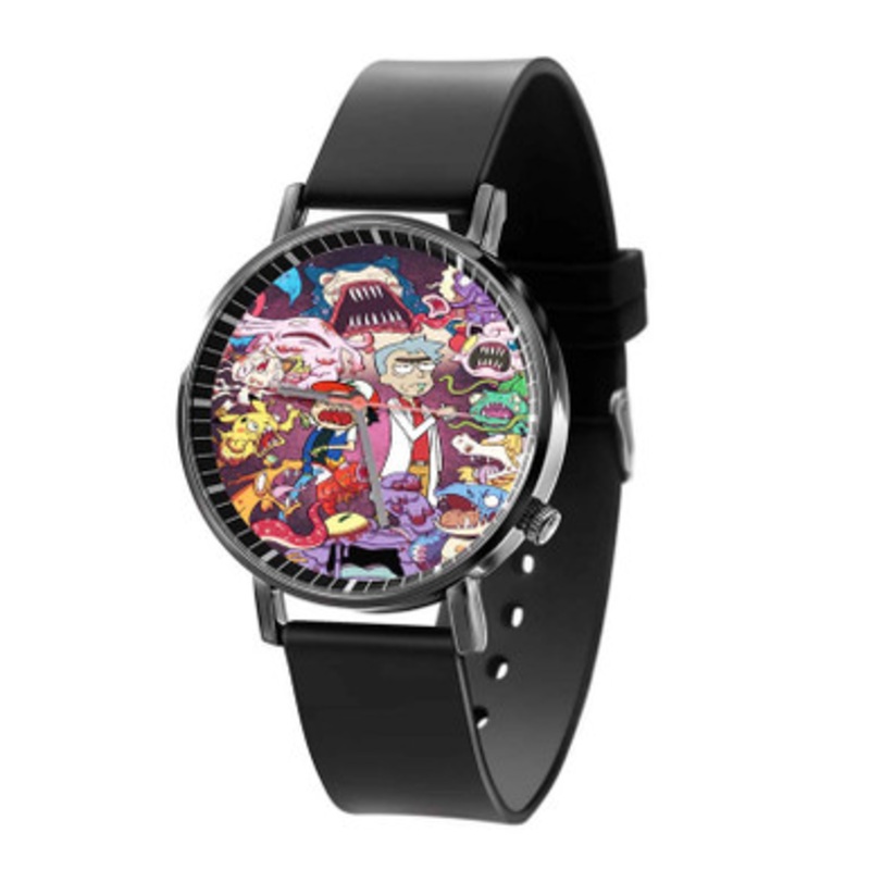 Rick and Morty Pokemon Unisex Black Quartz Watch With Premium Gift Box