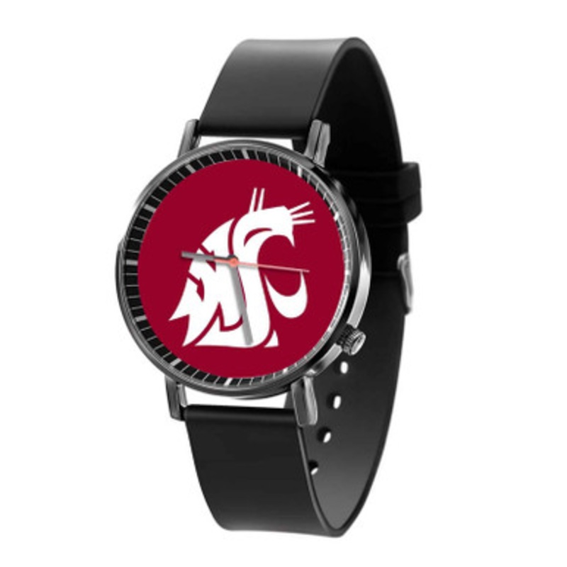 Washington State Cougars Black Quartz Watch Unisex With Premium Gift Box