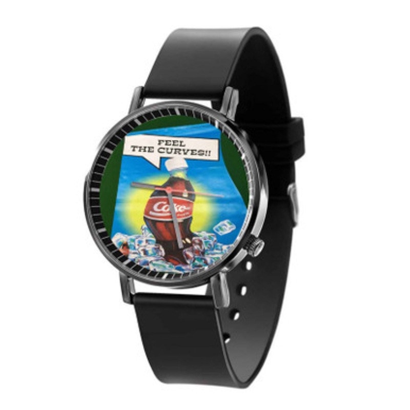 Coca Cola Feel The Curves Black Quartz Watch Unisex With Premium Gift Box