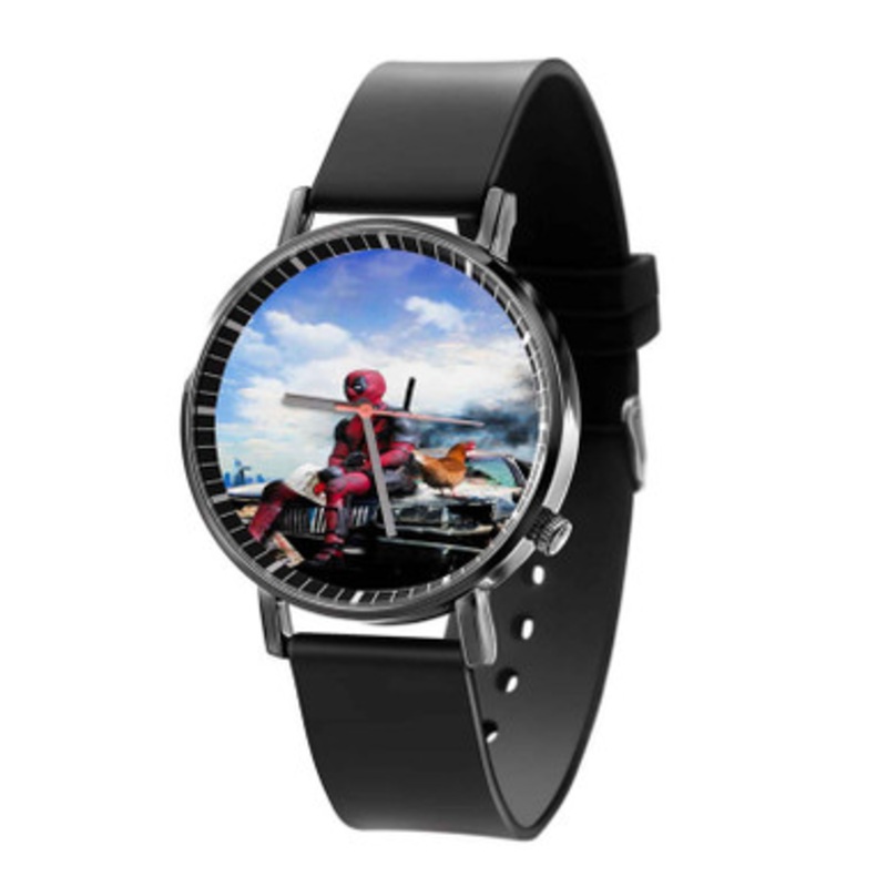 Deadpool With Chicken Black Quartz Watch Unisex With Premium Gift Box