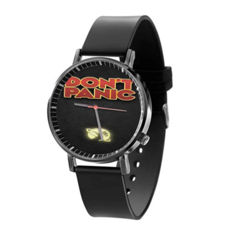 Hitchiker s Guide to Galaxy Don t Panic Black Quartz Watch Unisex With Premium Gift Box