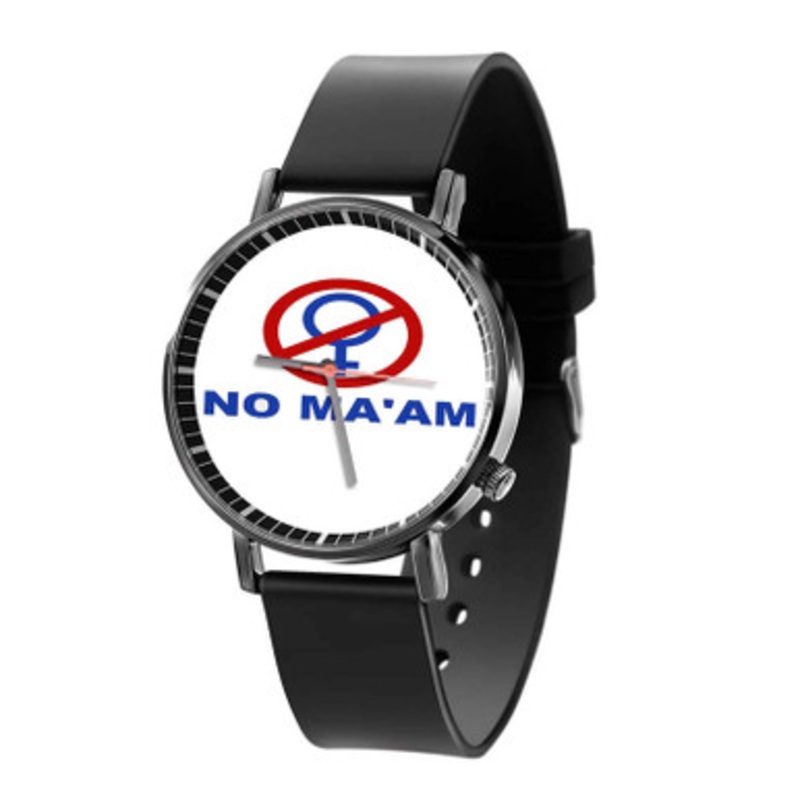 No Ma am Unisex Black Quartz Watch With Premium Gift Box