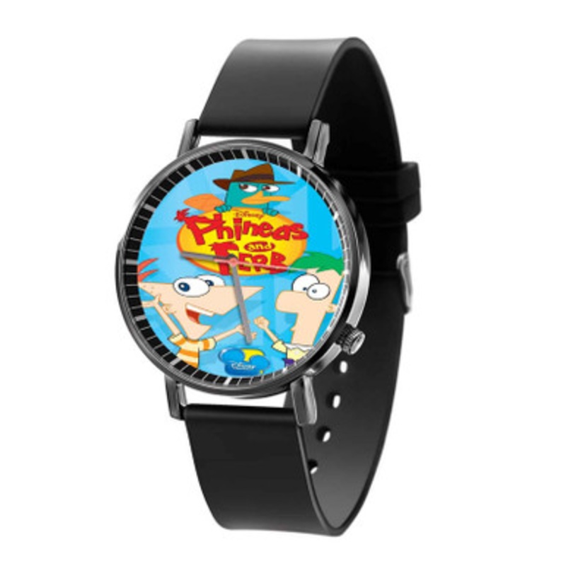Phineas and Ferb Black Quartz Watch Unisex With Premium Gift Box