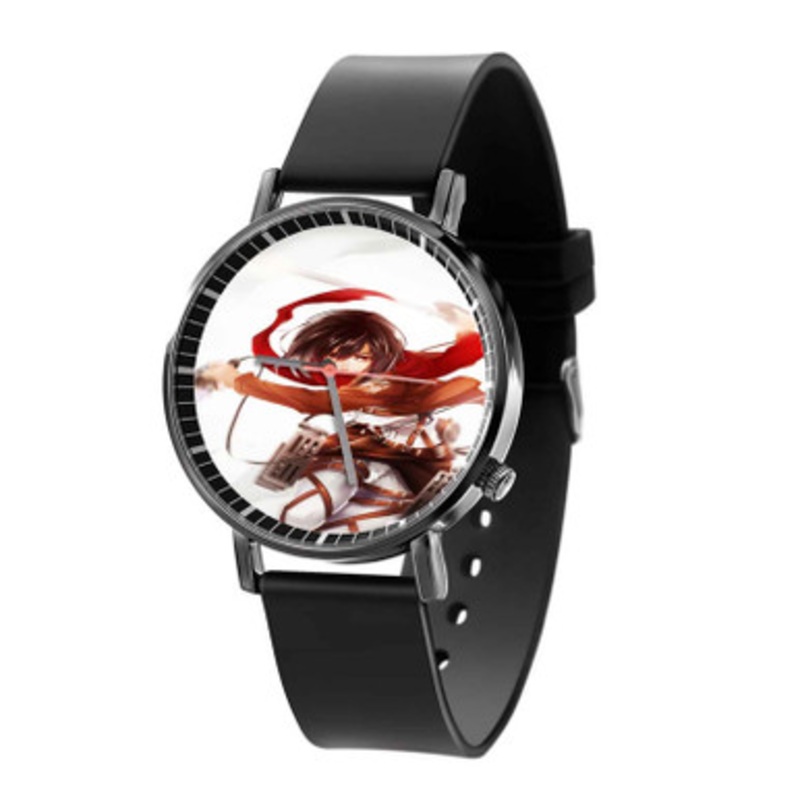 Shingeki No Kyojin Mikasa Ackerman Black Quartz Watch Unisex With Premium Gift Box