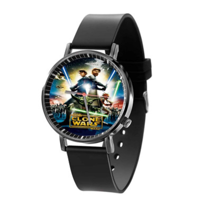 Star Wars The Clone Wars Characters Black Quartz Watch Unisex With Premium Gift Box