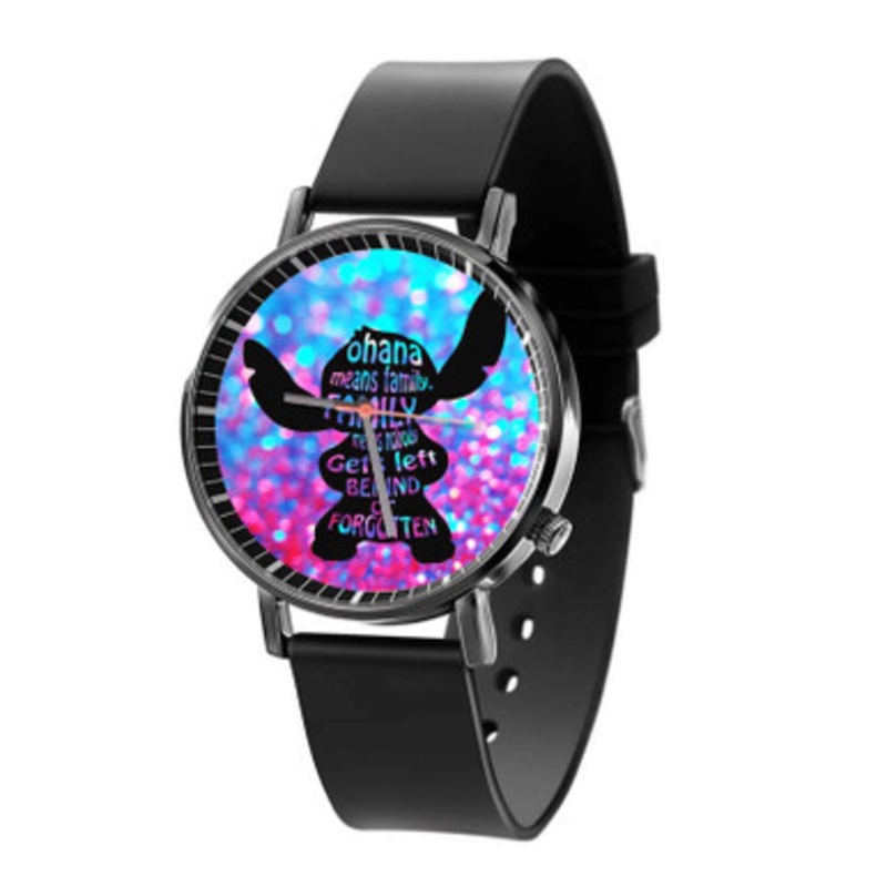 stitch ohana means family Black Quartz Watch Unisex With Premium Gift Box