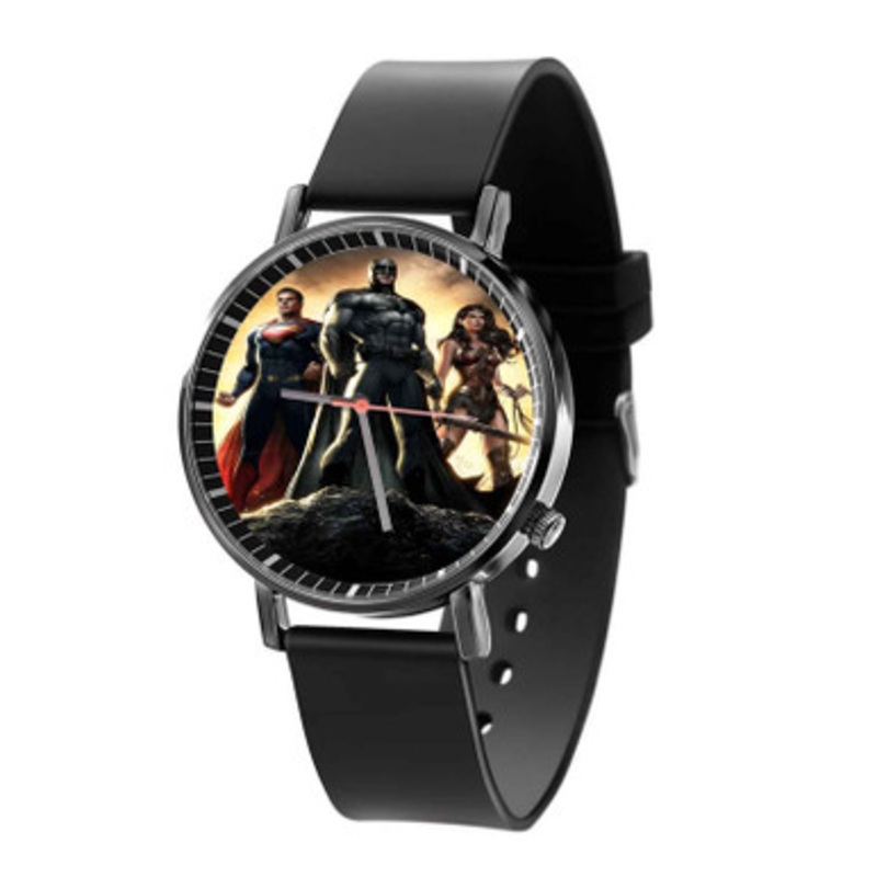 Batman Superman Wonder Woman Superheroes Unisex Black Quartz Watch With Premium Gift Box