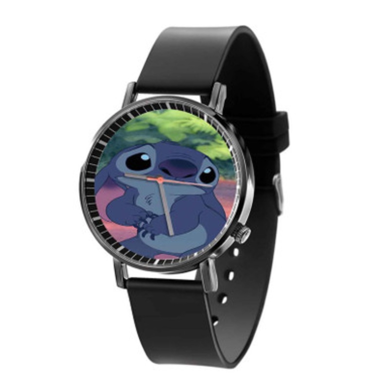 Disney Stitch Art Black Quartz Watch Unisex With Premium Gift Box