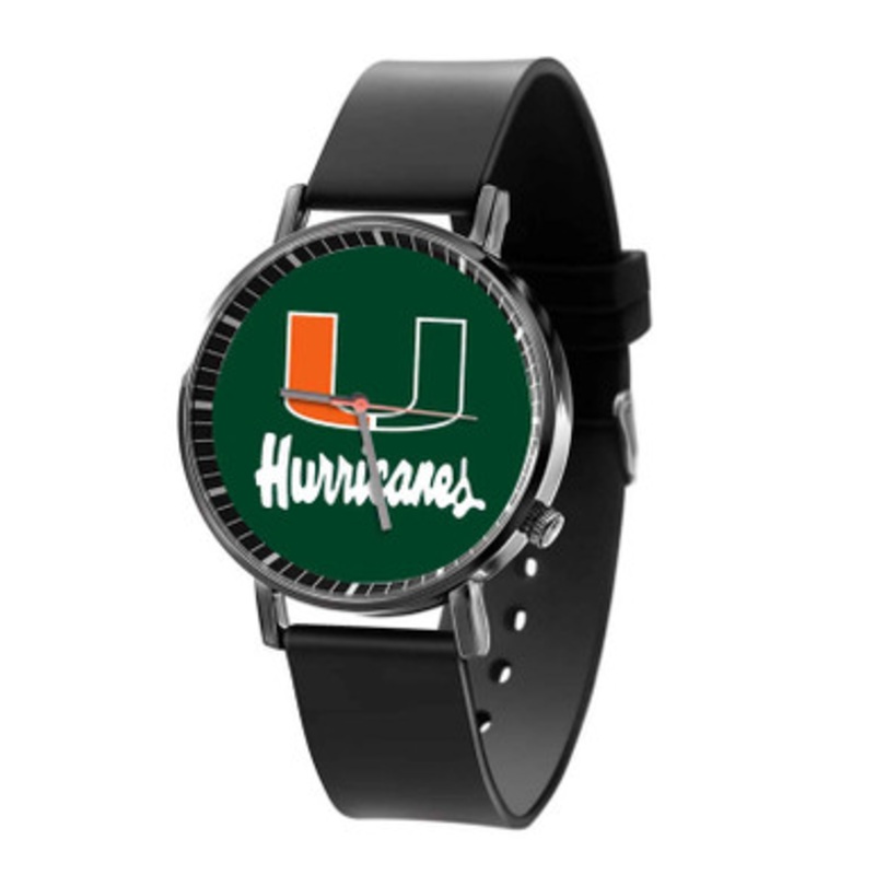 Miami Hurricanes Black Quartz Watch Unisex With Premium Gift Box