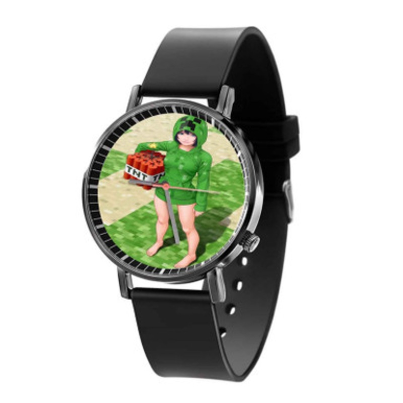 Minecraft Girl TNT Black Quartz Watch Unisex With Premium Gift Box