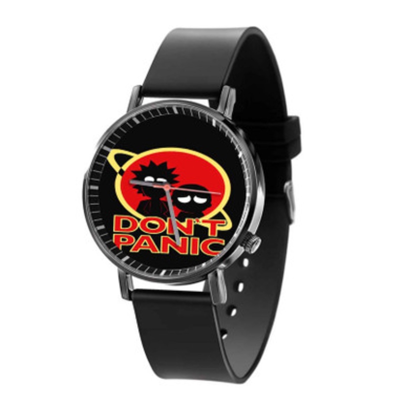 Rick and Morty Don t Panic Black Quartz Watch Unisex With Premium Gift Box