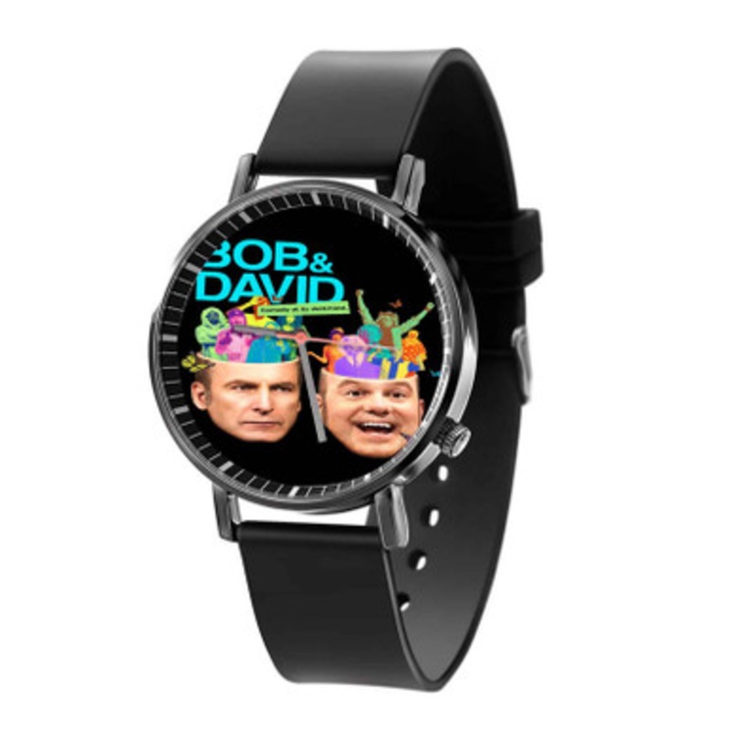 With Bob and David Unisex Black Quartz Watch With Premium Gift Box