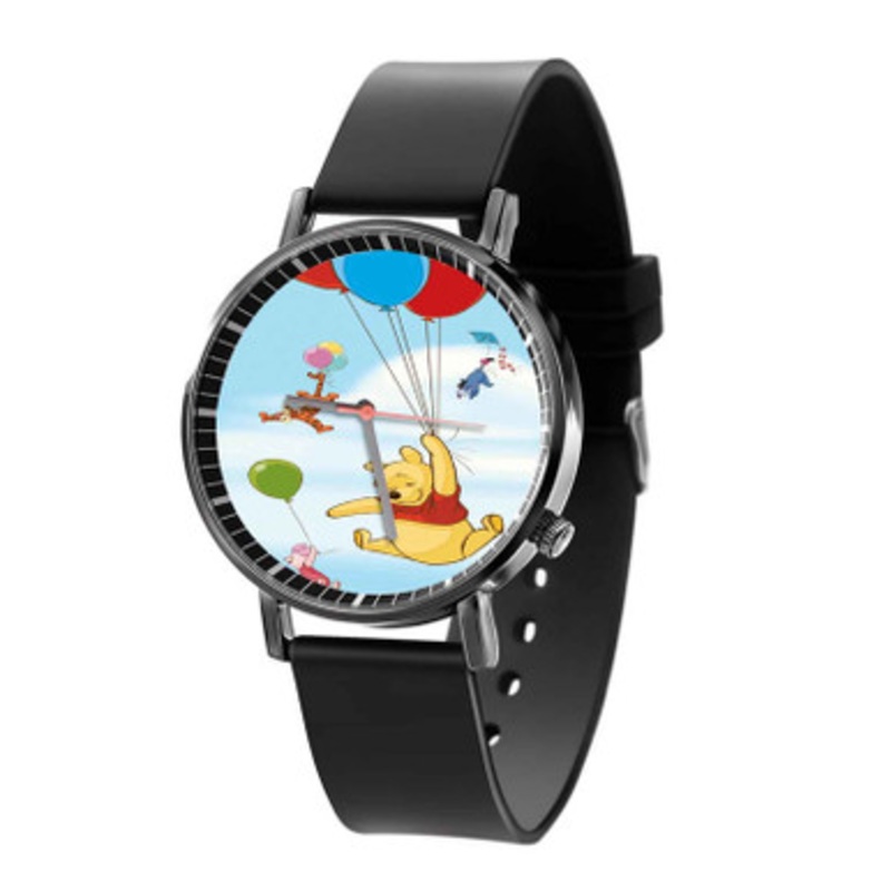 Disney Winnie The Pooh Balloons and Friends Black Quartz Watch Unisex With Premium Gift Box