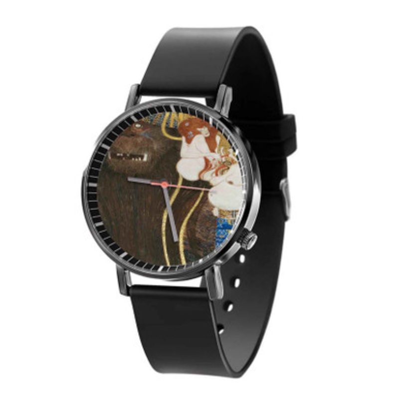Gustav Klimt Beethoven Frieze Black Quartz Watch Unisex With Premium Gift Box