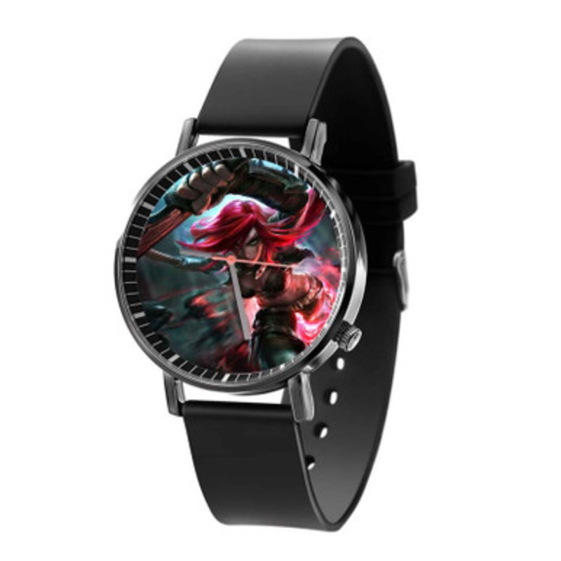 Katarina League of Legends Red Hair Unisex Black Quartz Watch With Premium Gift Box