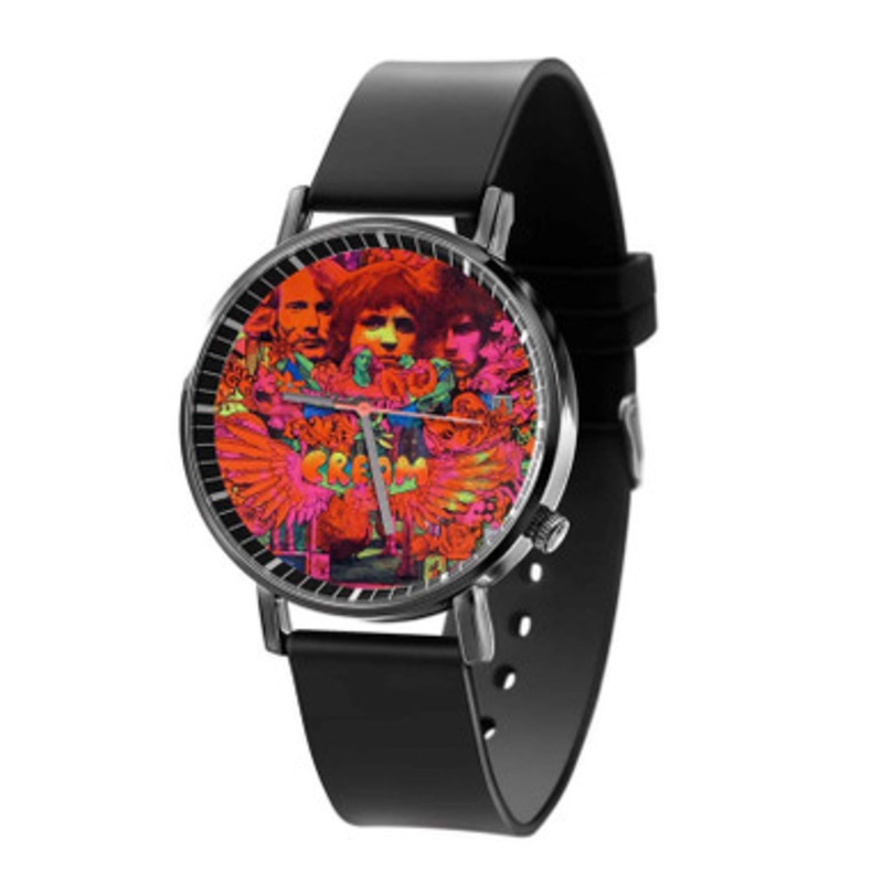 Cream Band Black Quartz Watch Unisex With Premium Gift Box