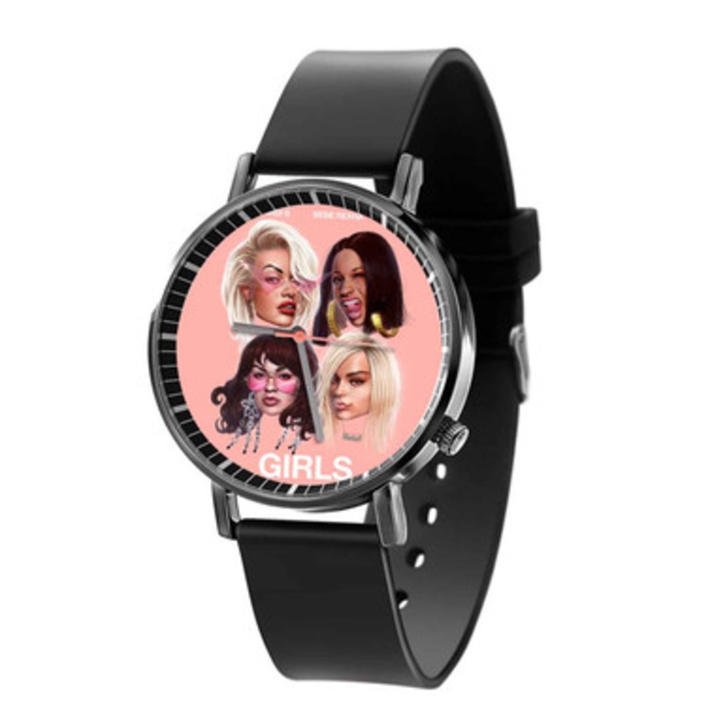 Girls Rita ORa Cardi B Bebe Rexha Charli XCX Black Quartz Watch With Premium Gift Box for Unisex