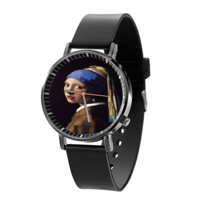 Johannes Vermeer Girl with a Pearl Earring Black Quartz Watch Unisex With Premium Gift Box