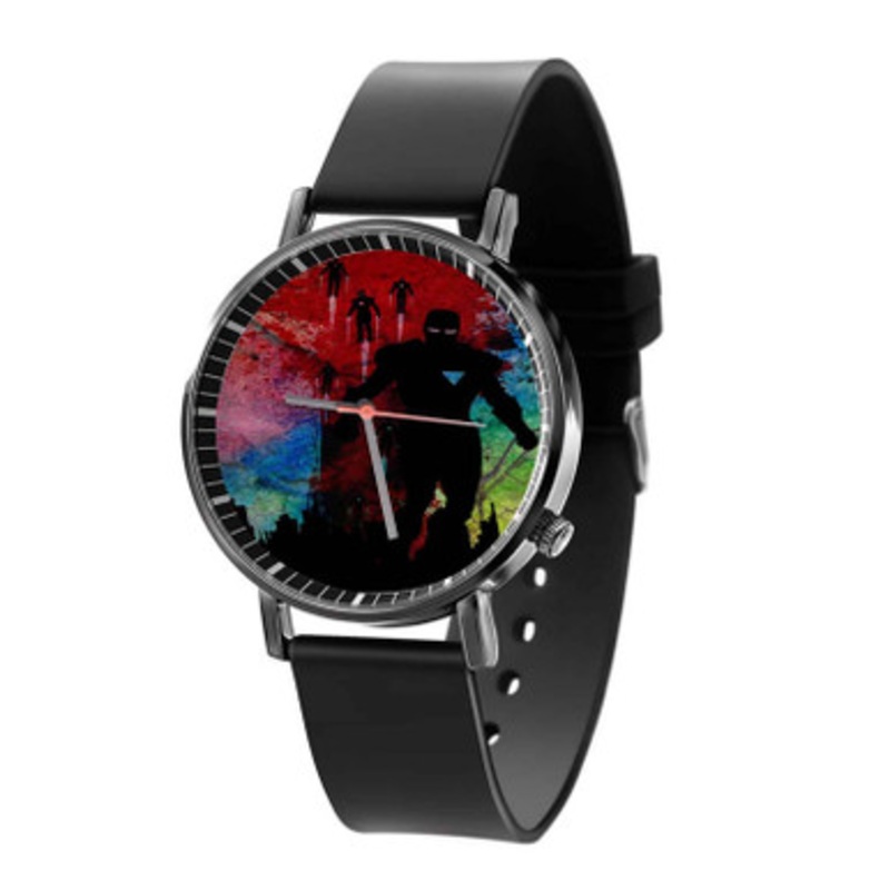 Iron Man Colorfull Silhouette Black Quartz Watch Unisex With Premium Gift Box
