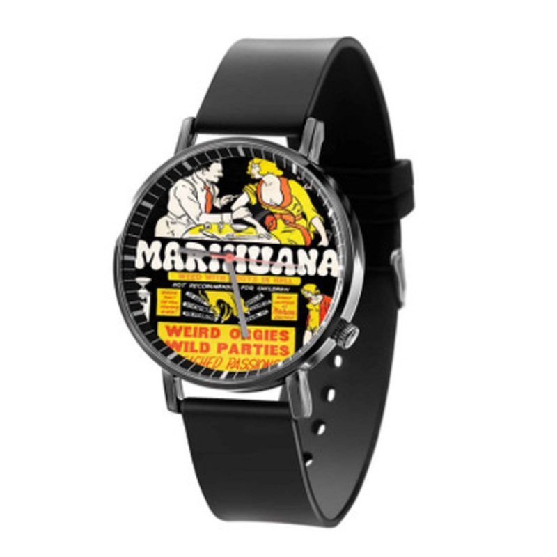 Marijuana 1930s Smoking Reefer Madness Black Quartz Watch Unisex With Premium Gift Box
