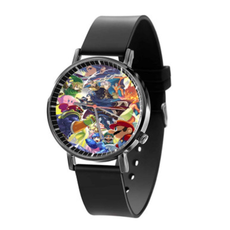 Super Smash Bros Wii U and 3 DS Characters Black Quartz Watch Unisex With Premium Gift Box