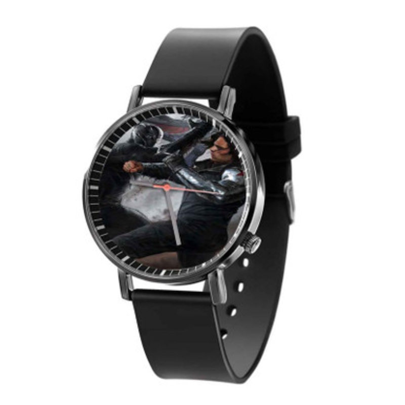 Black Panther vs Bucky Marvel Superheroes Black Quartz Watch Unisex With Premium Gift Box