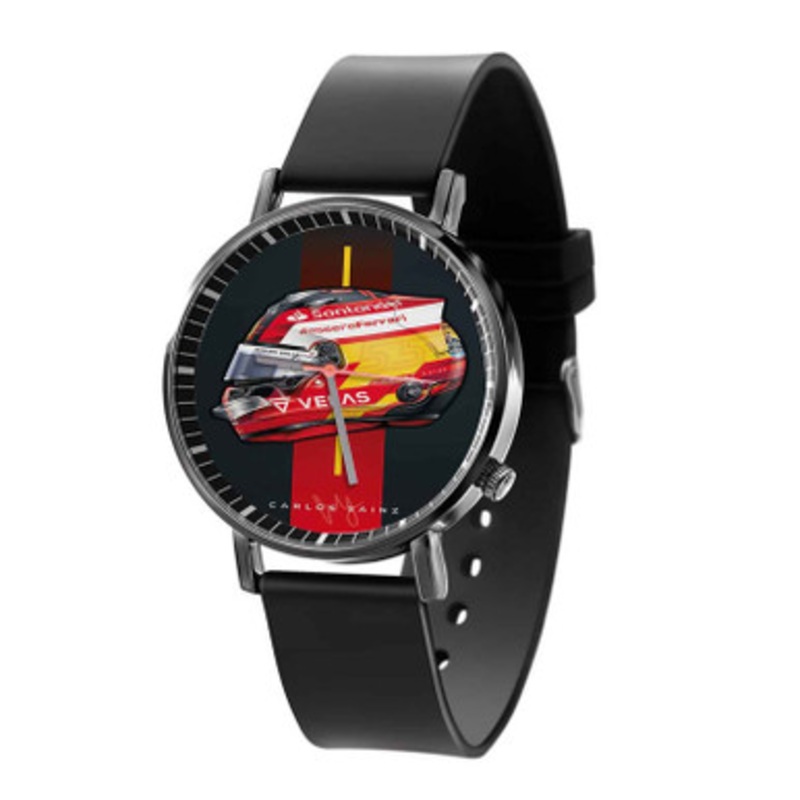 Carlos Sainz F1 Helmet Black Quartz Watch Unisex With Premium Gift Box