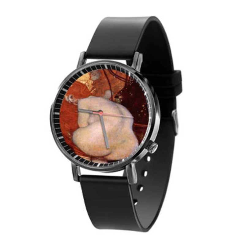 Gustav Klimt Goldfish Black Quartz Watch Unisex With Premium Gift Box