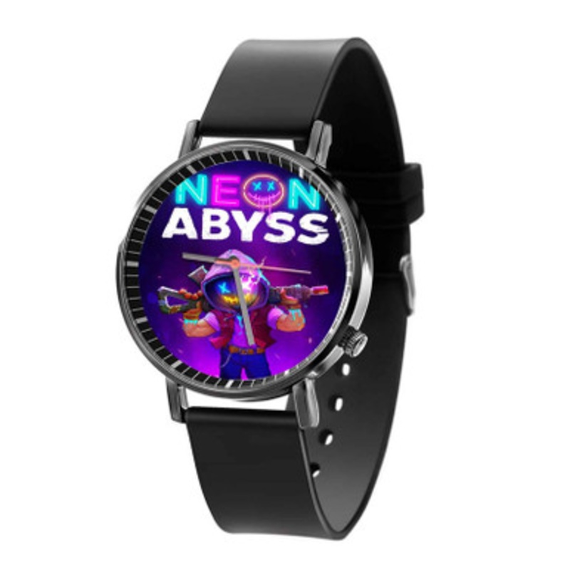 Neon Abyss Black Quartz Watch Unisex With Premium Gift Box