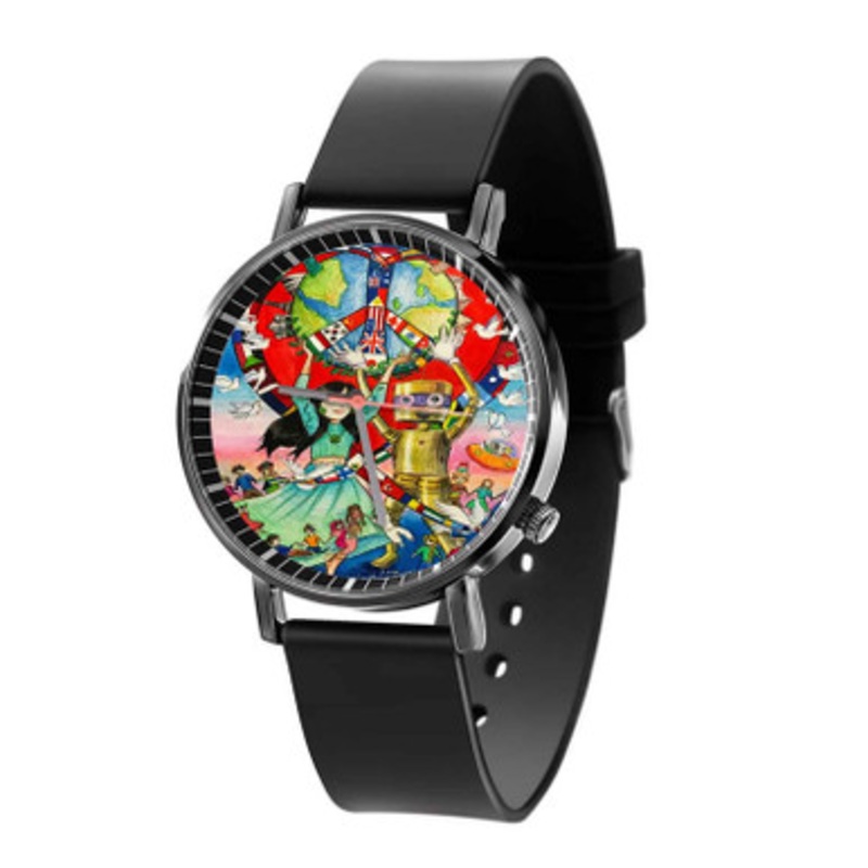 Peace Black Quartz Watch With Premium Gift Box for Unisex