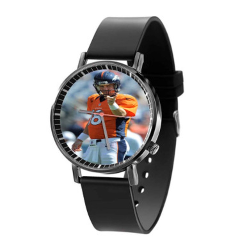 Peyton Manning Denver Broncos Art Black Quartz Watch Unisex With Premium Gift Box