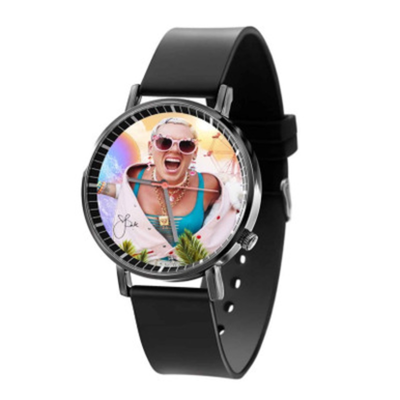 Pink Black Quartz Watch Unisex With Premium Gift Box