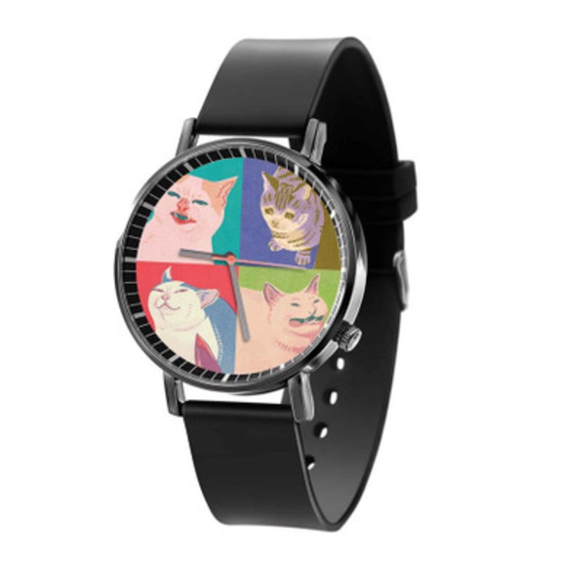 Four Meme Cats of the Apocalypse Black Quartz Watch Unisex With Premium Gift Box